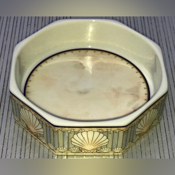 Vintage Andre Richard ST. TROPEZ Gold Trim White Ceramic Octagonal Trinket Dish - Picture 8 of 10